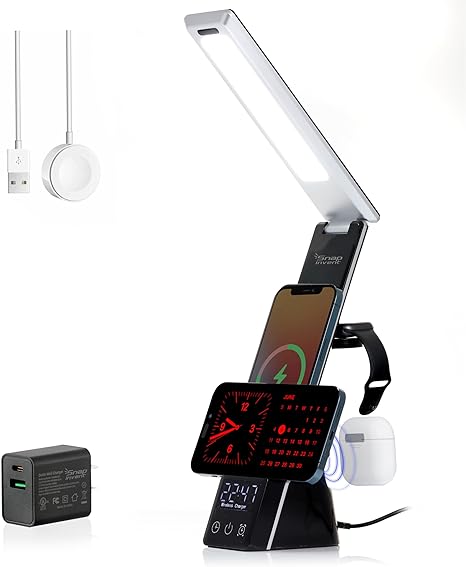 Copy of LED Table Lamp, 3 in 1 Wireless Charger, Holder and Organizer for iPhone Samsung Apple Watch AirPods.Fast Charging AC Power Adapter, Dimmable Soft Lighting for Video Chat, Makeup and Reading