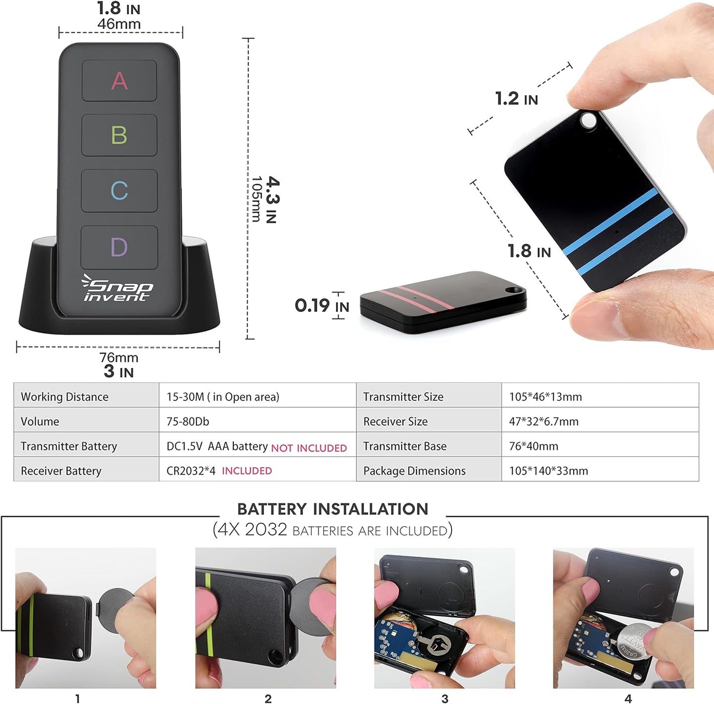 Key Finder Beeper Locator to Find TV Remote Control, Keys, Purse, Pets or Belonging Items Keychain Tracker Tags Quick Find