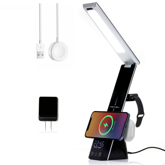Copy of Copy of LED Table Lamp, 3 in 1 Wireless Charger, Holder and Organizer for iPhone Samsung Apple Watch AirPods.Fast Charging AC Power Adapter, Dimmable Soft Lighting for Video Chat, Makeup and Reading