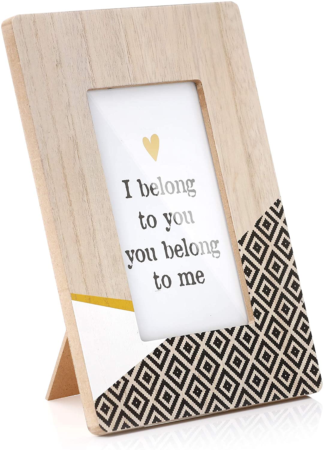 Photo Print Frame 4X6" or ‘ I belong to you, you belong to me’ Posters - Wooden Frame Art Decor Picture Freestanding Photo Frame for Modern Home - Fancy Gift for loved one, new home and best friend