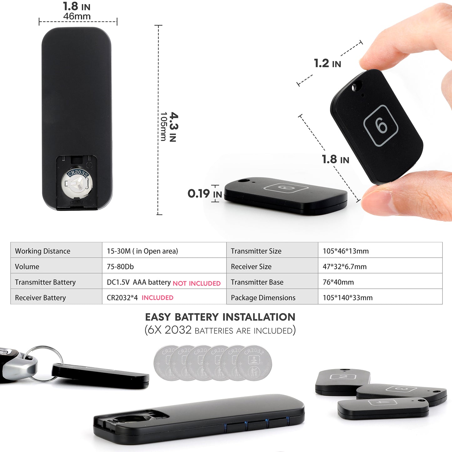 Key Finder Tag trackers - Beeper Locator to Find TV Remote Control, Keys, Purse, Pets - Quick Finder Tracker Tags - Find Your Belonging Items Quickly