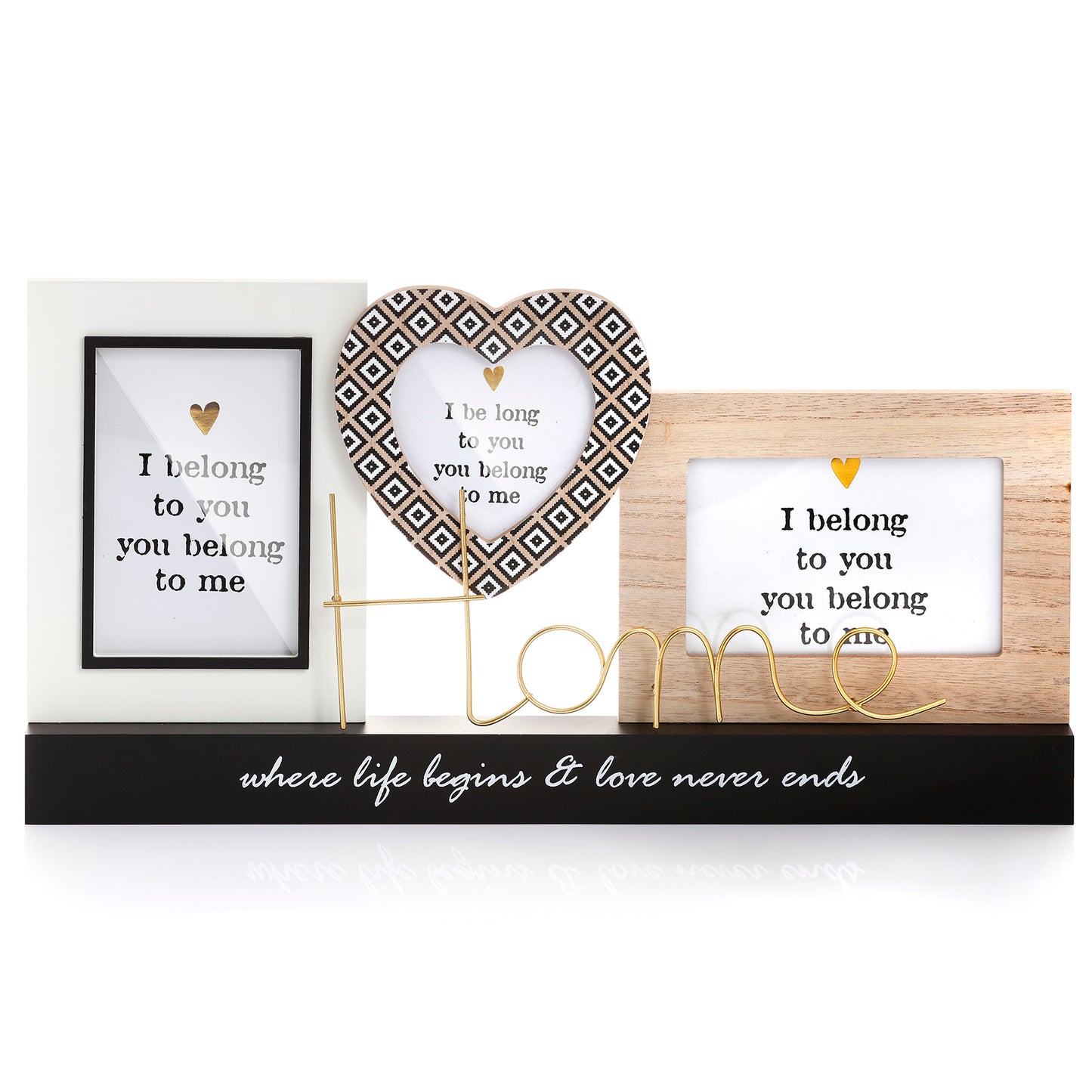 Photo Frame 4X6" - heart shape ‘I belong to you, you belong to me’ Posters - Wooden Wall Art Décor 3D Picture Shadow box frame, New Home Décor, Gift for loved one, Gift for friend