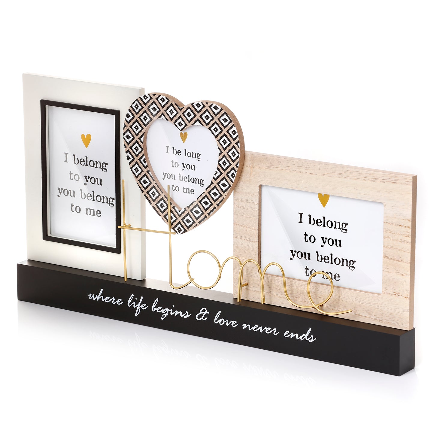 Photo Frame 4X6" - heart shape ‘I belong to you, you belong to me’ Posters - Wooden Wall Art Décor 3D Picture Shadow box frame, New Home Décor, Gift for loved one, Gift for friend