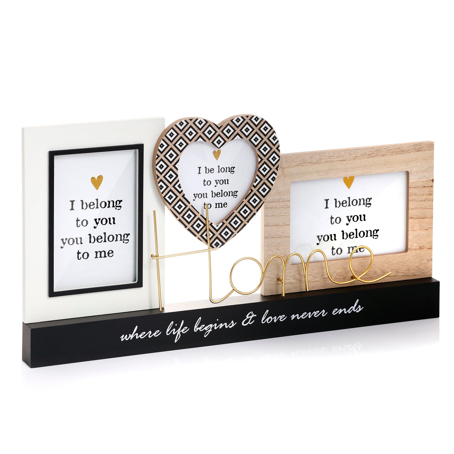 Photo Frame 4X6" - heart shape ‘I belong to you, you belong to me’ Posters - Wooden Wall Art Décor 3D Picture Shadow box frame, New Home Décor, Gift for loved one, Gift for friend