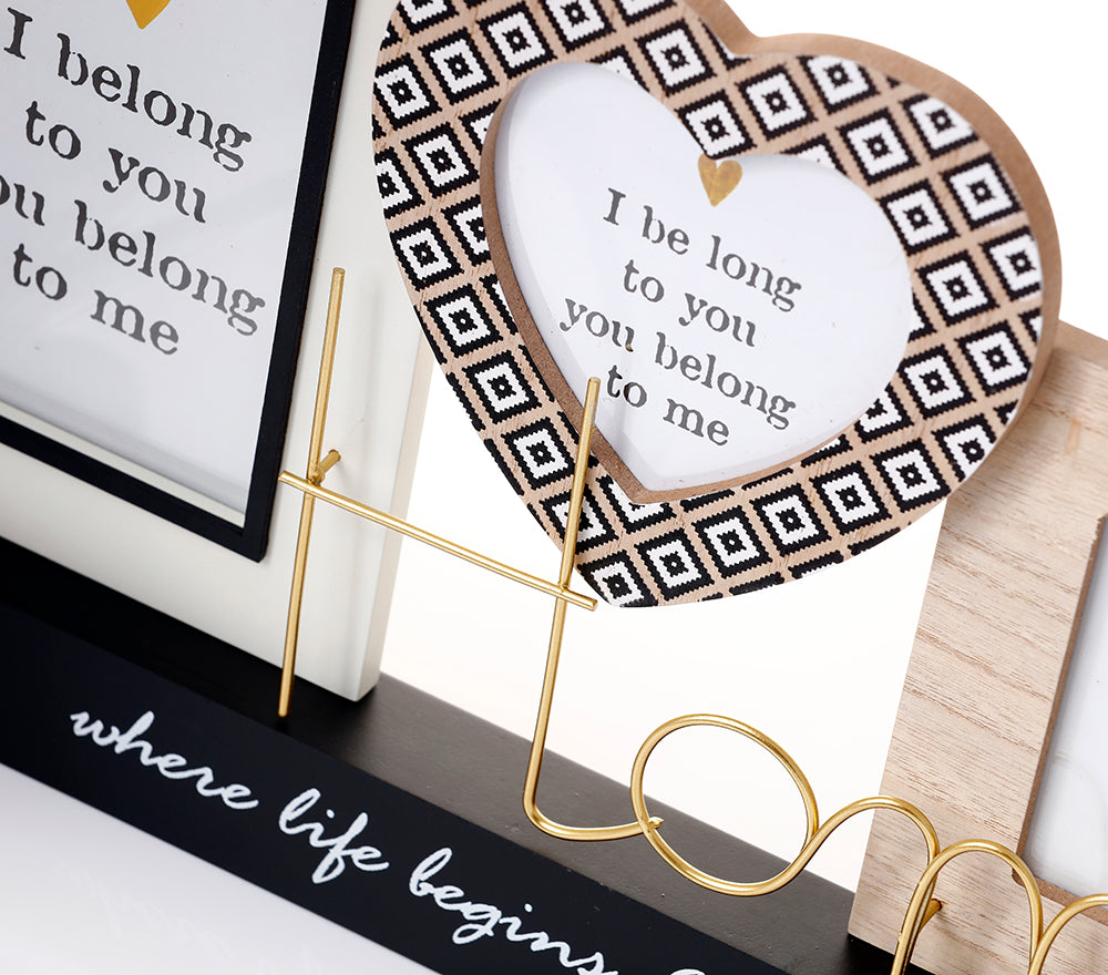 Photo Frame 4X6" - heart shape ‘I belong to you, you belong to me’ Posters - Wooden Wall Art Décor 3D Picture Shadow box frame, New Home Décor, Gift for loved one, Gift for friend