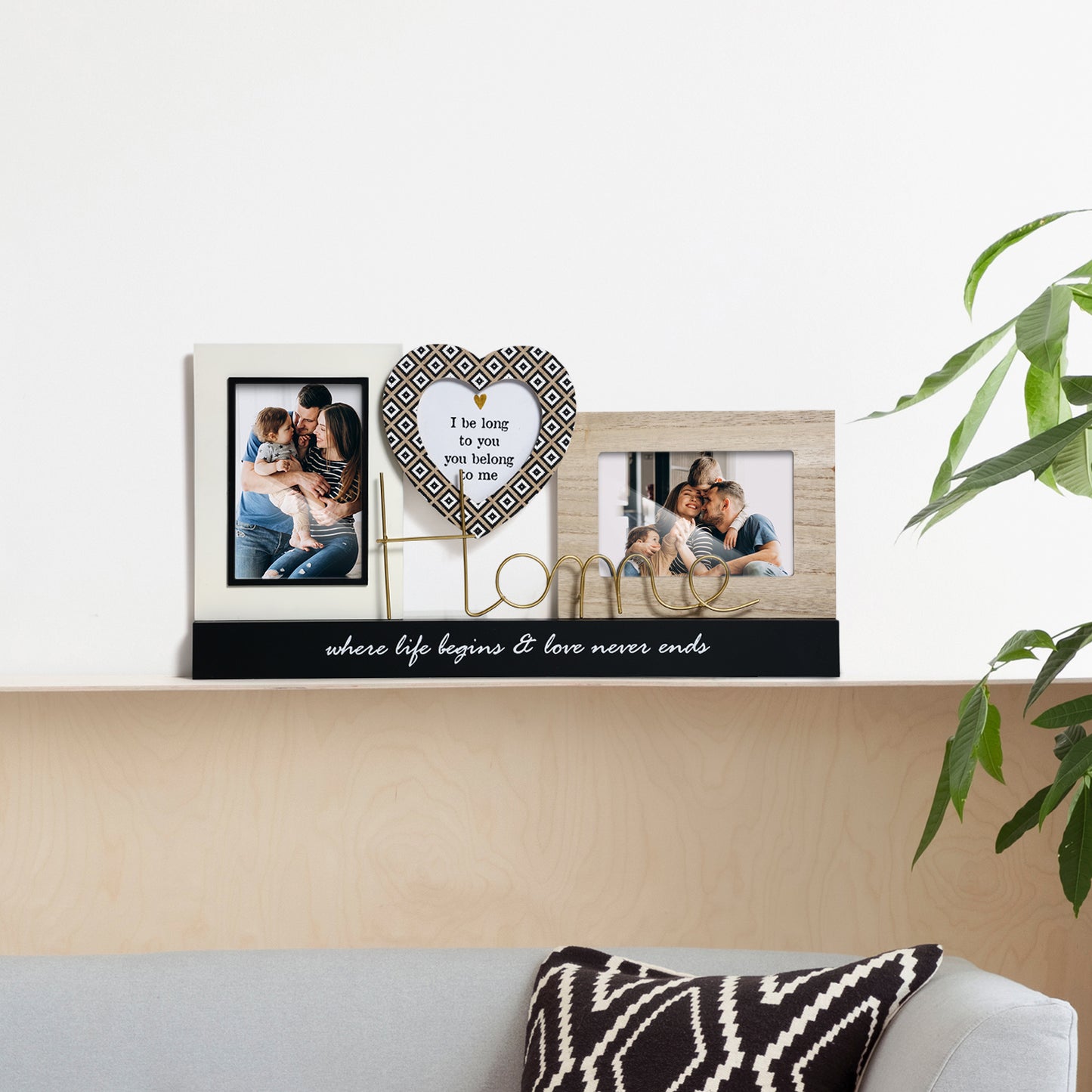 Photo Frame 4X6" - heart shape ‘I belong to you, you belong to me’ Posters - Wooden Wall Art Décor 3D Picture Shadow box frame, New Home Décor, Gift for loved one, Gift for friend